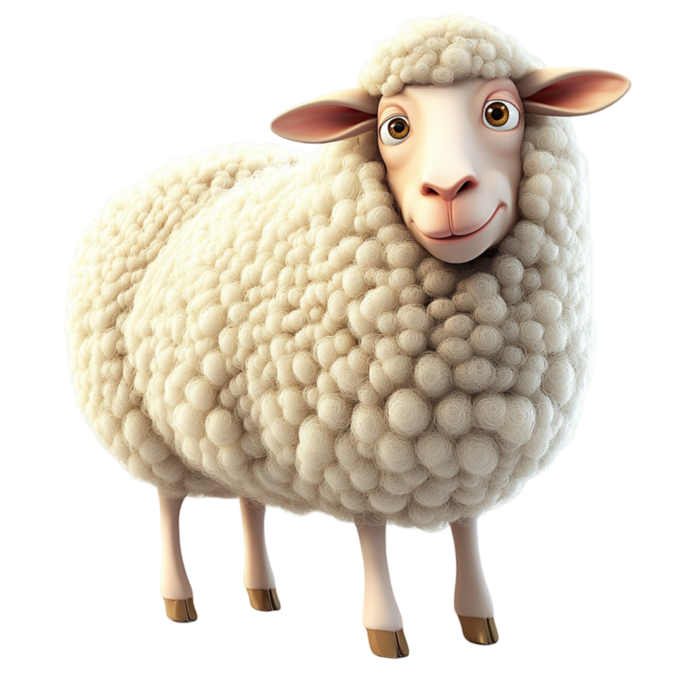 Fluffy white sheep with a gentle expression and curly wool png