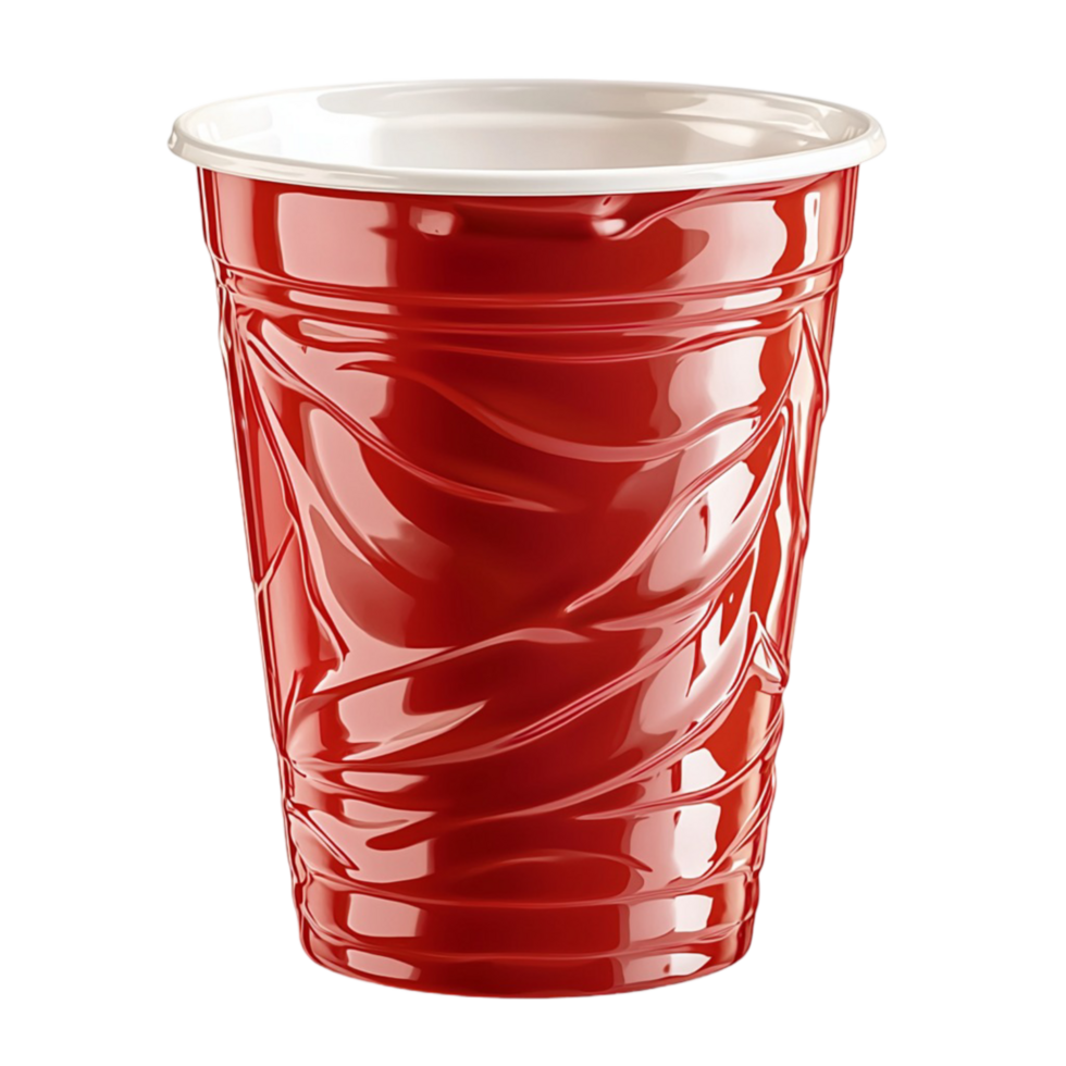 Red plastic cup with a glossy surface and simple design png