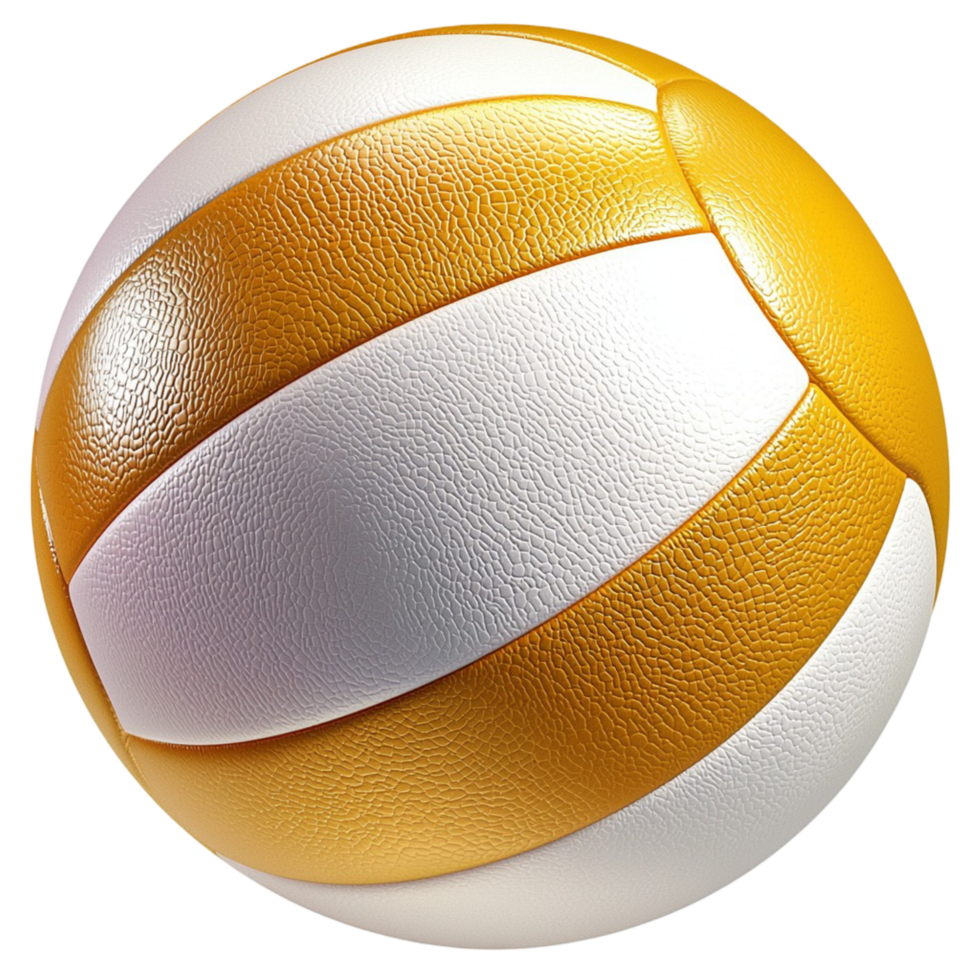 yellow and white volleyball with a textured surface and stripes png