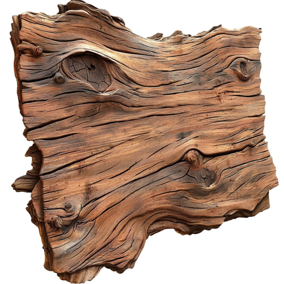 Unique weathered wooden plank with deep grooves and a rough texture png
