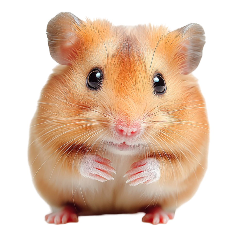 Adorable fluffy hamster with tiny pink paws and a curious expression png