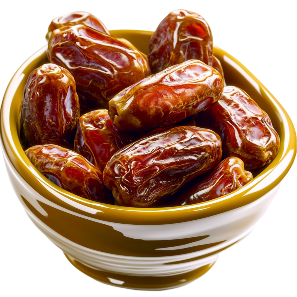 Golden bowl filled with ripe tes with a glossy texture png