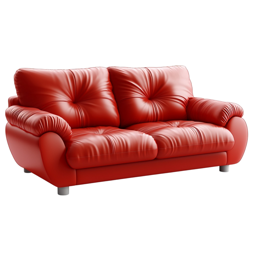 Plush red sofa with deep cushions and a luxurious design png