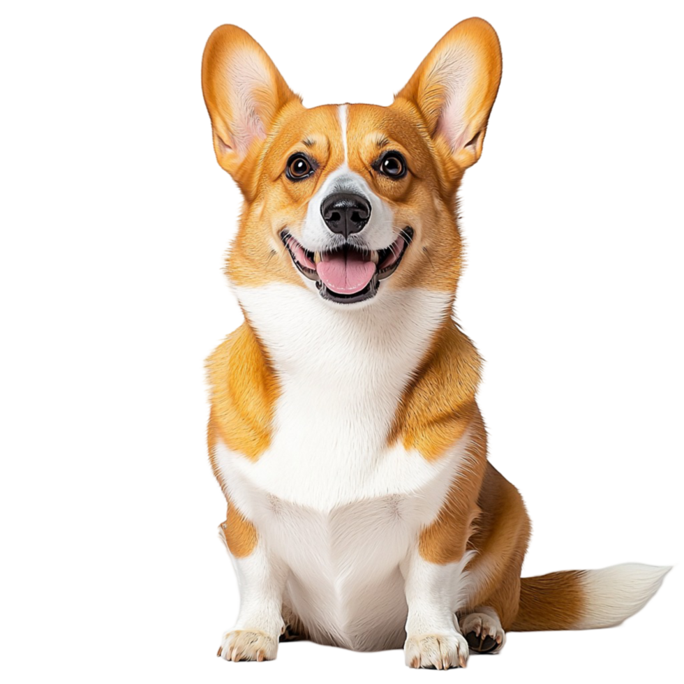 Another happy corgi dog sitting with a joyful and playful look png