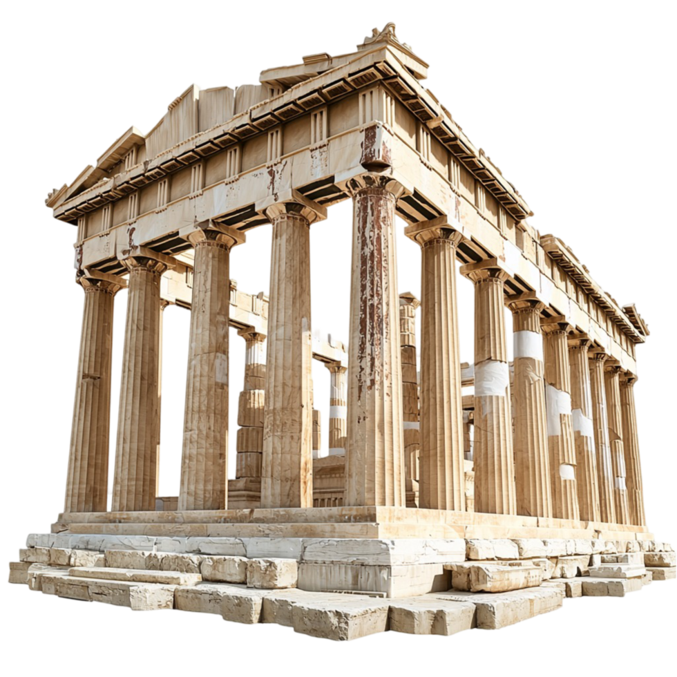 Ancient Greek temple with tall marble columns png