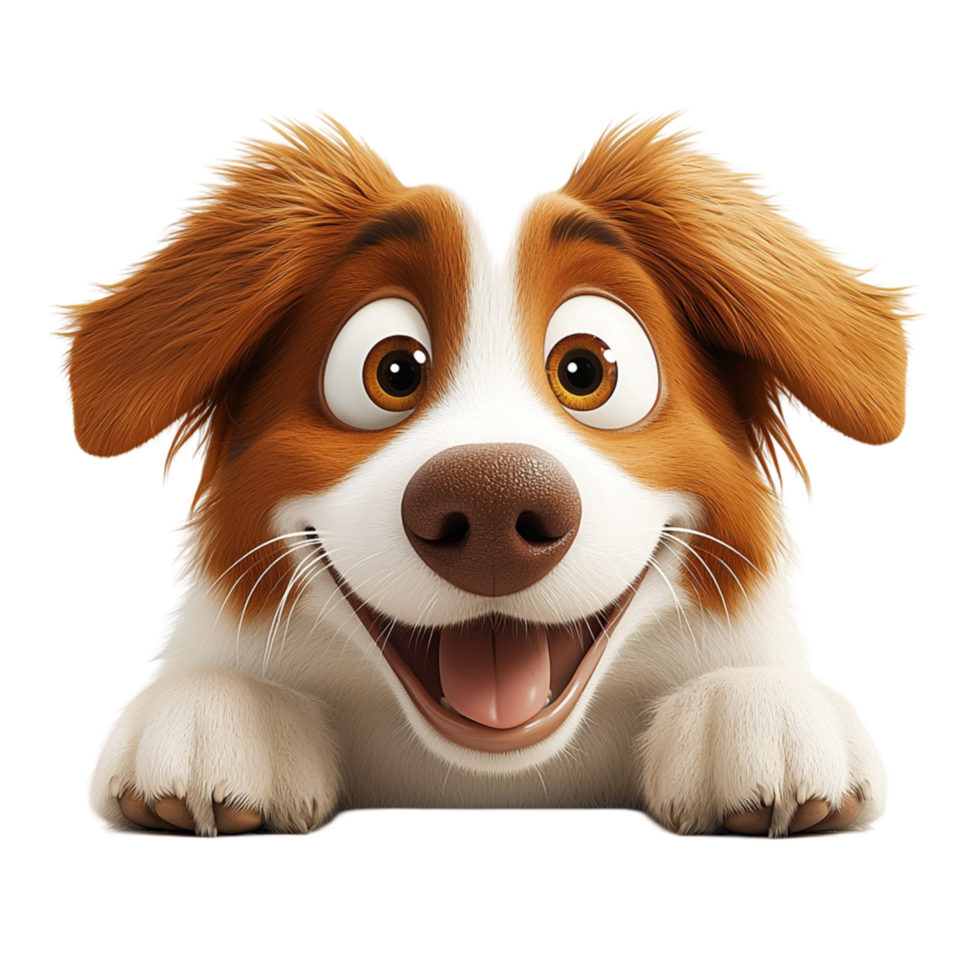 Happy puppy with fluffy ears and a cheerful expression png