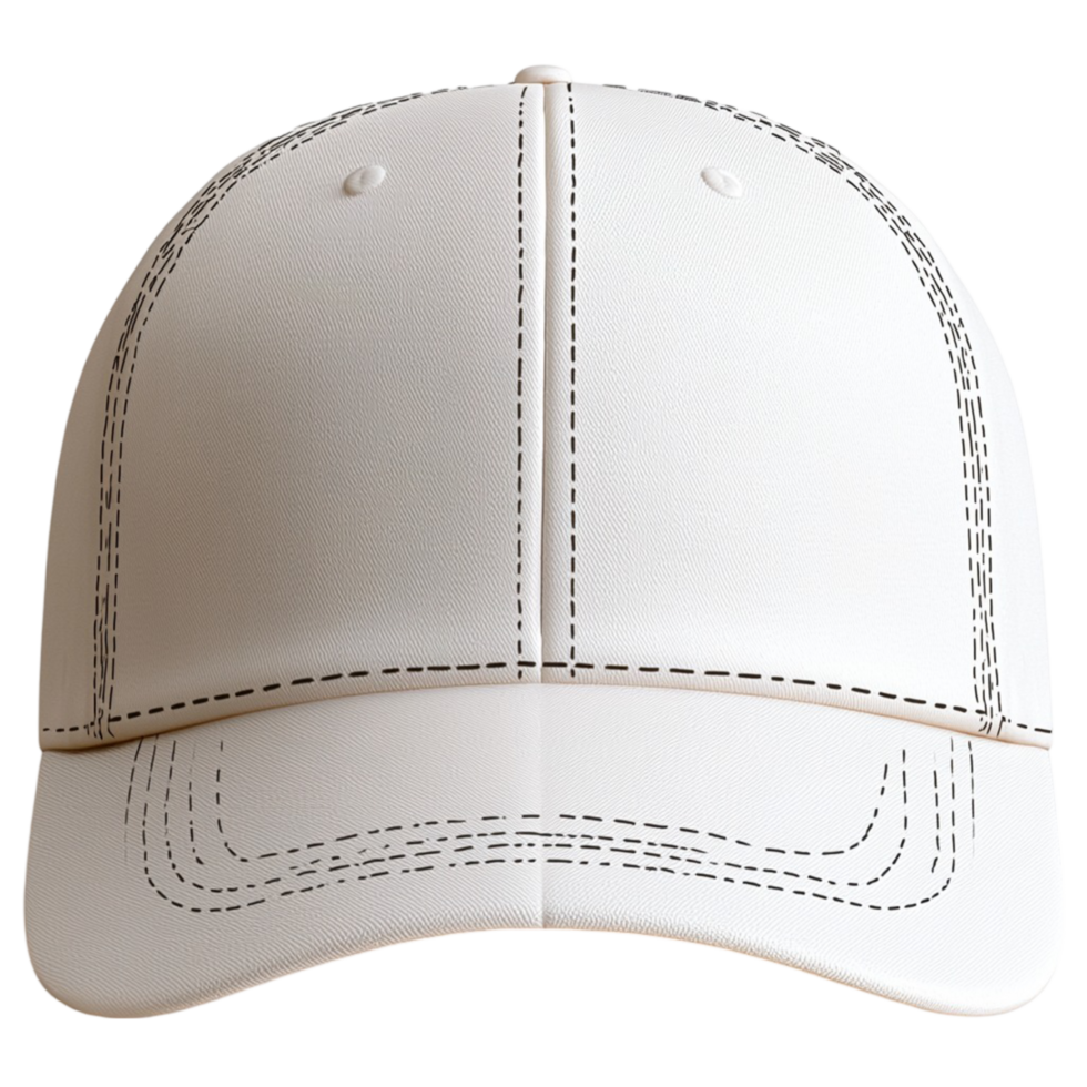white baseball cap with a structured design and neat stitching png