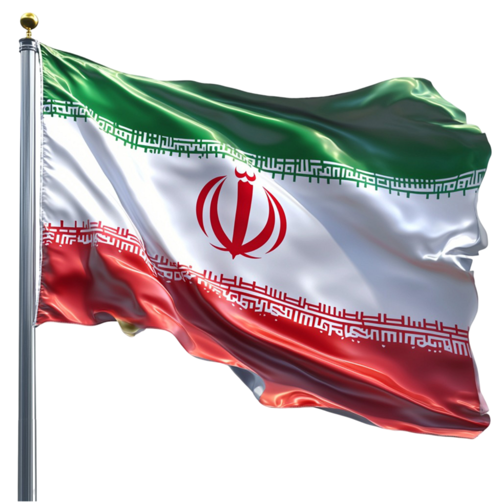 Iranian flag waves proudly in the wind png