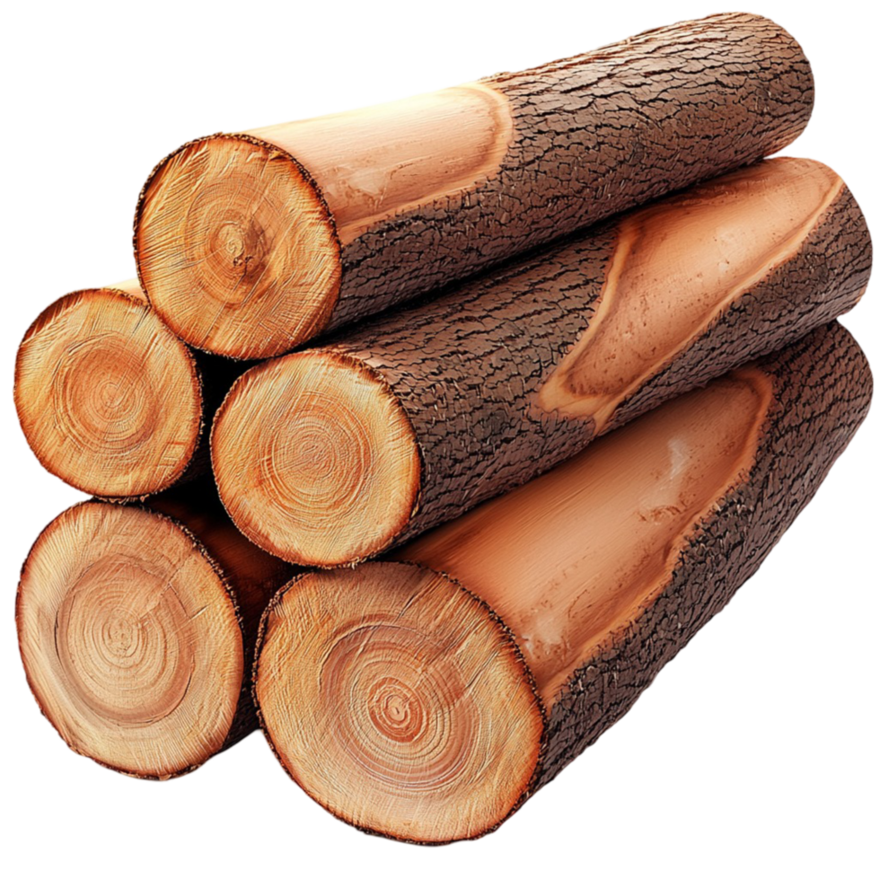 Stack of ly cut logs with visible tree rings png