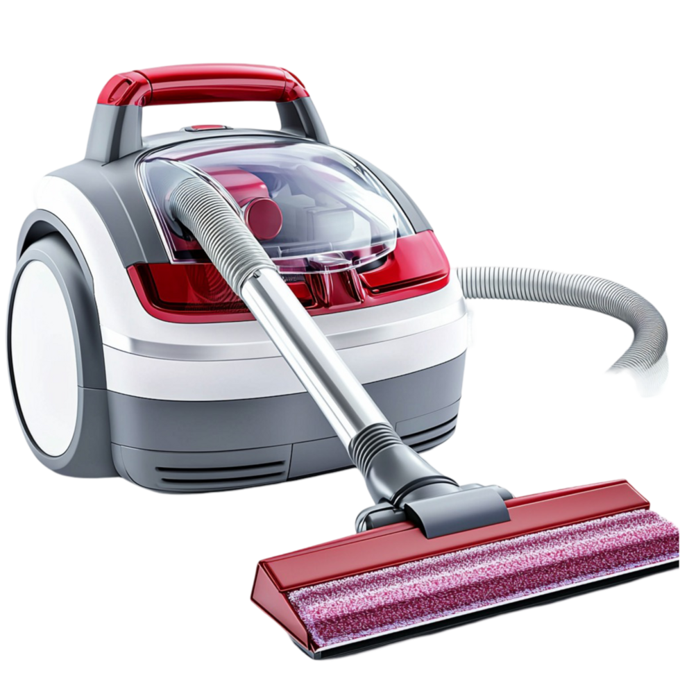 Powerful vacuum cleaner with a red and silver compact body png