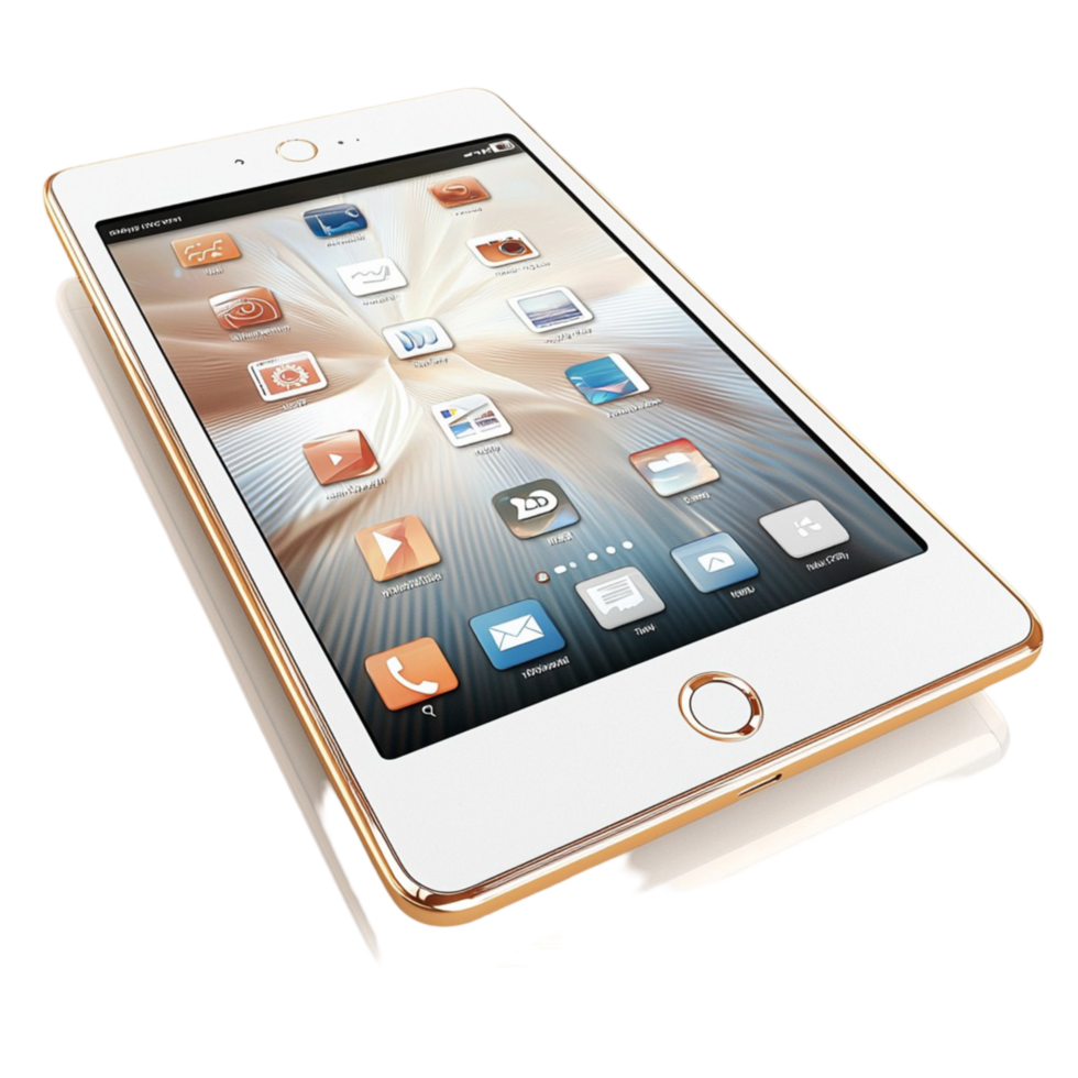 Sleek gold trimmed smartphone with a glossy and interface png