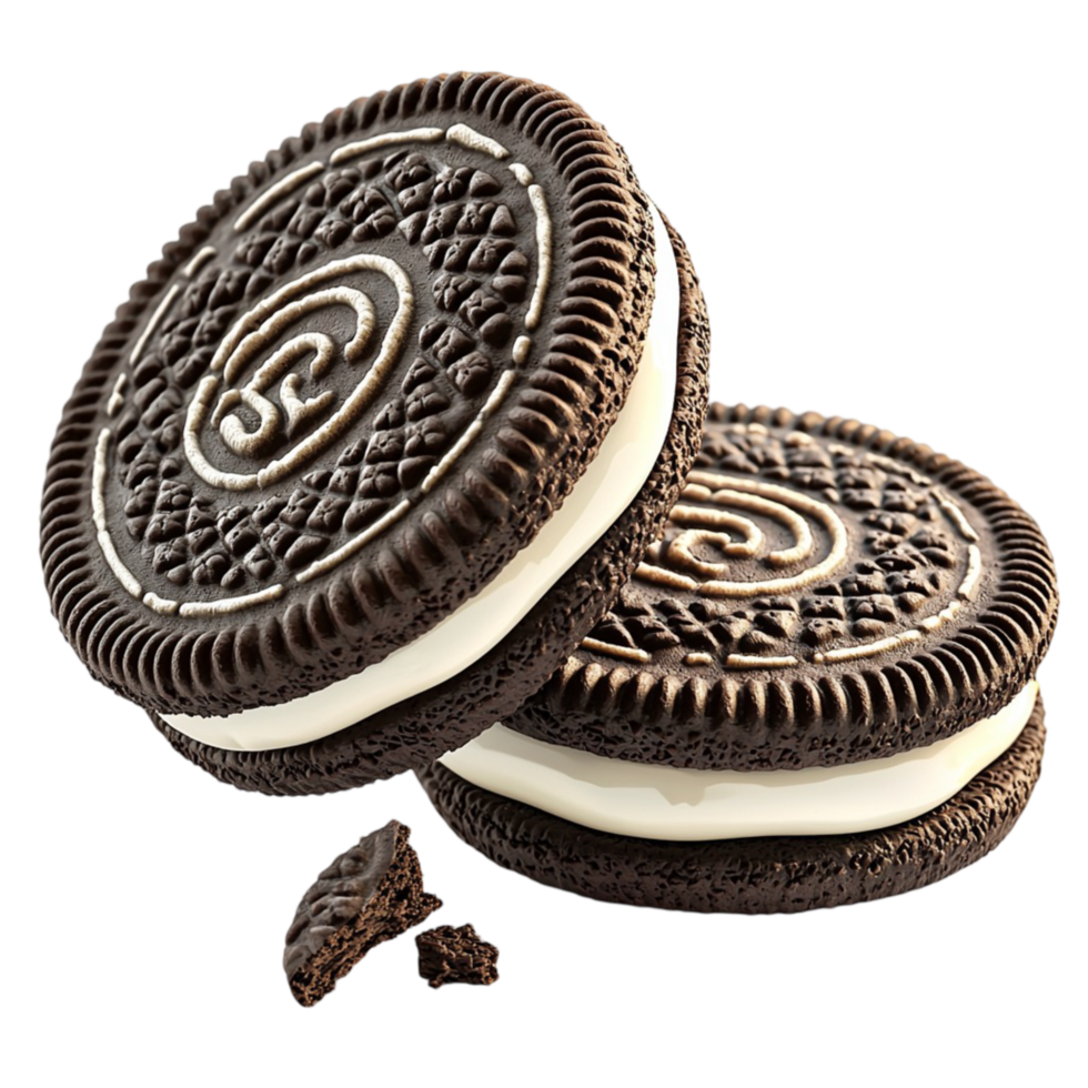 Chocolate sandwich cookies with a creamy vanilla filling png