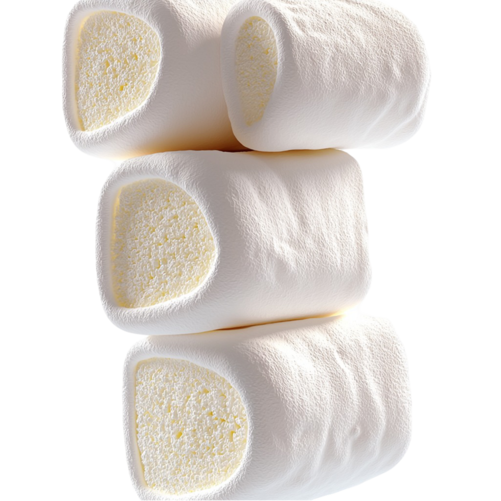 Fluffy white marshmallows stacked in a arrangement png