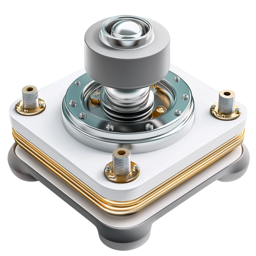 Industrial metal component with a mechanical structure and bolts png