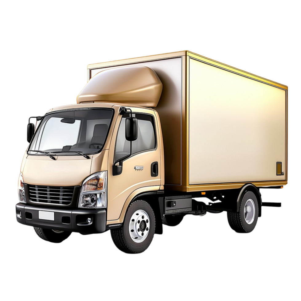 Large delivery truck with a golden exterior and a spacious cargo area png