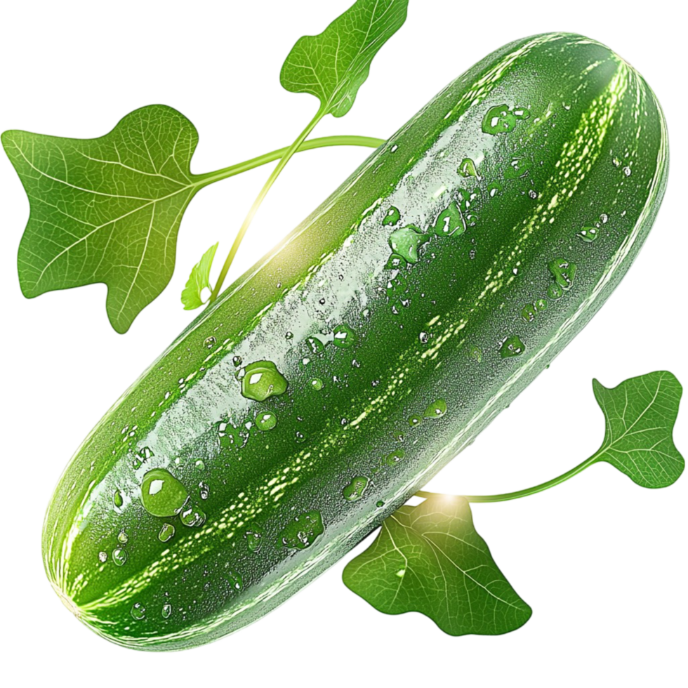 green cucumber covered in tiny droplets of water png