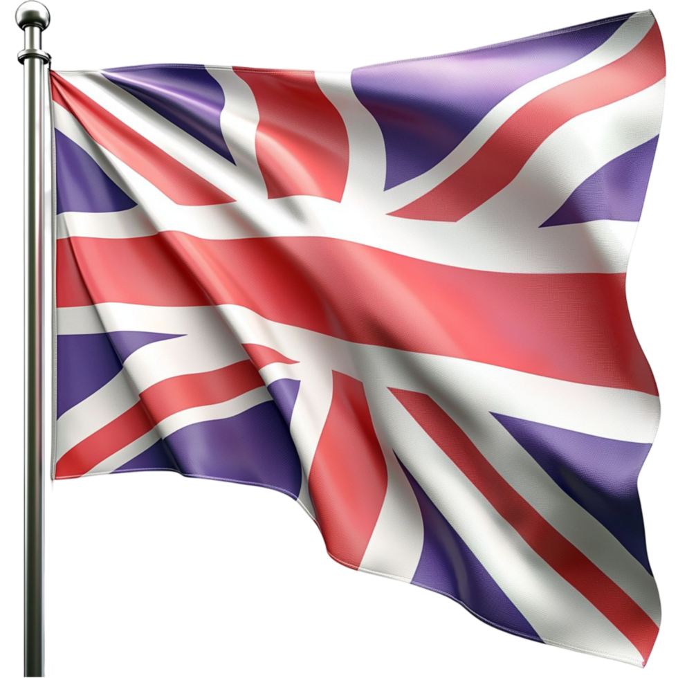 British Union Jack flag waving gracefully with vibrant red and blue colors png