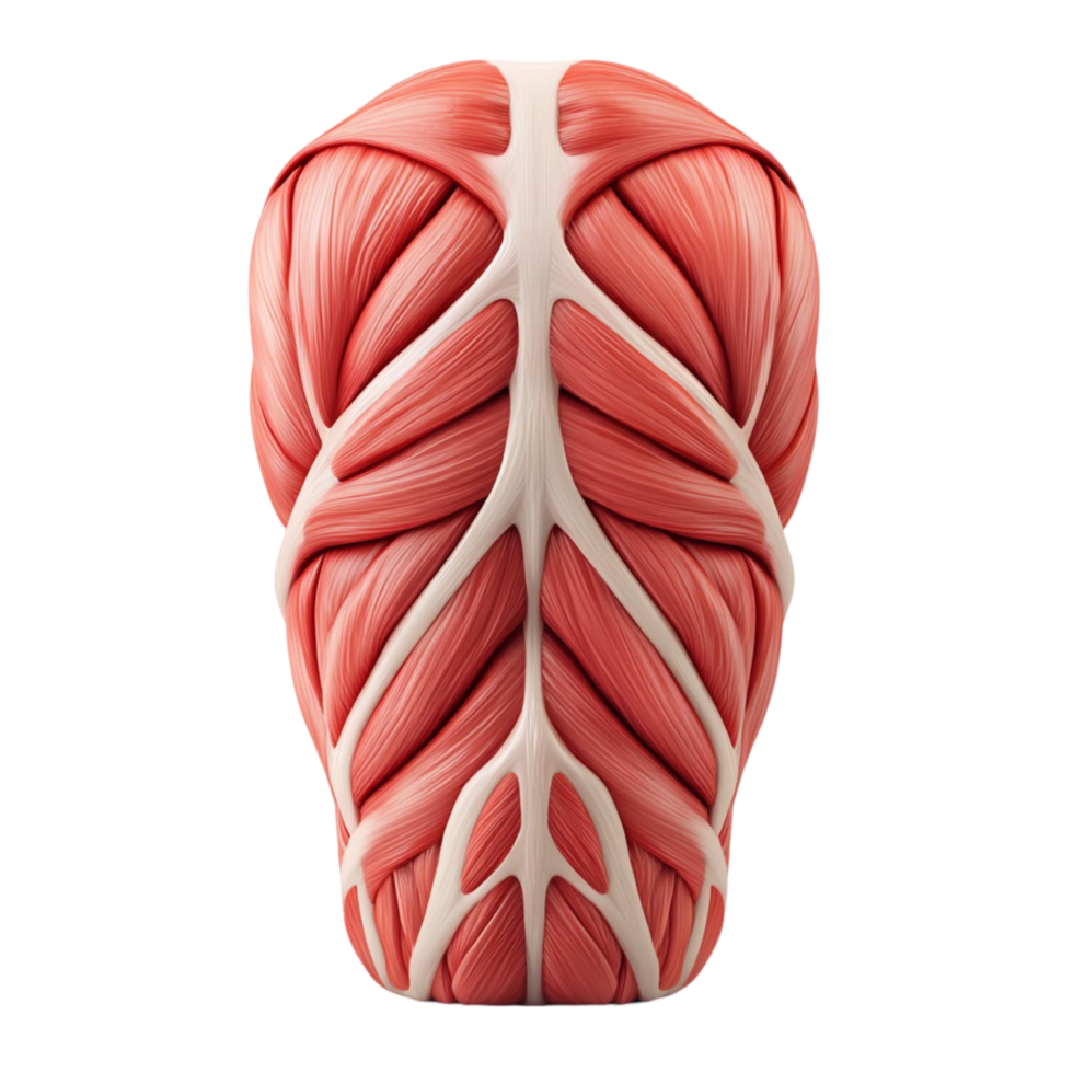 Anatomical human muscle structure with realistic fiber details png