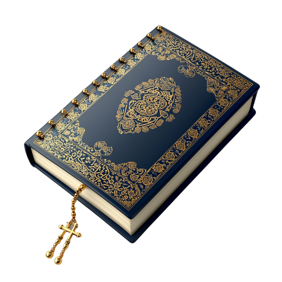 black book with golden embossed details and a key beside it png