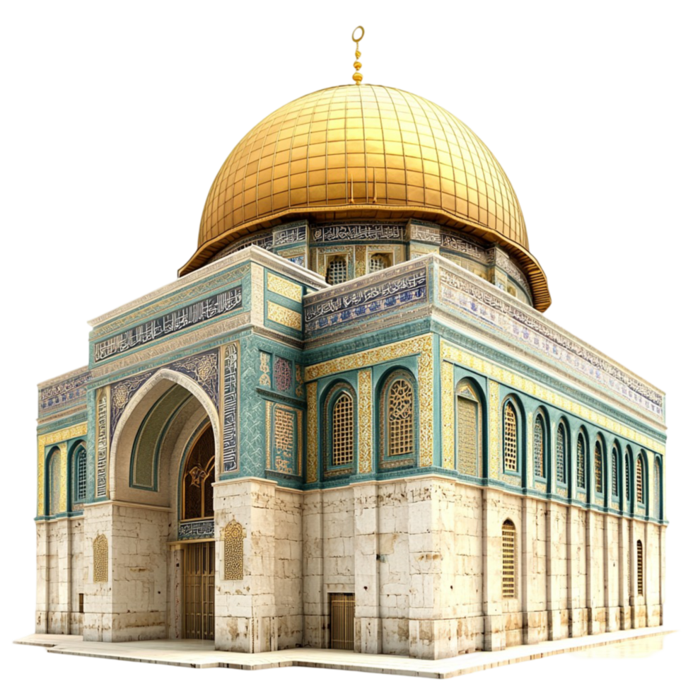 Historic Dome of the Rock with golden dome and intricate architecture png