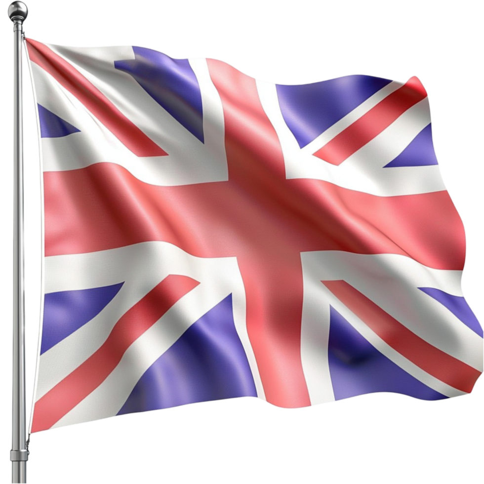 United Kingdom flag waving with its vibrant red white and blue colors png
