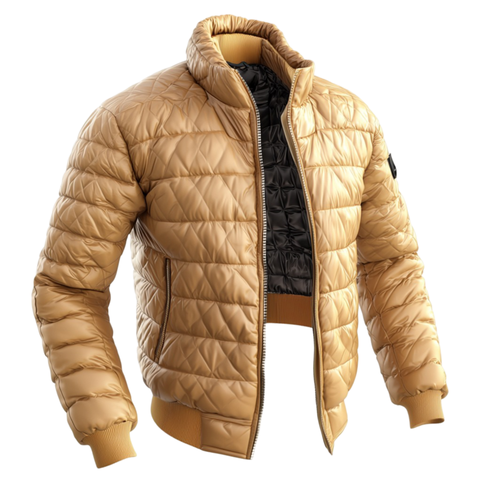 beige quilted jacket with a warm and design png