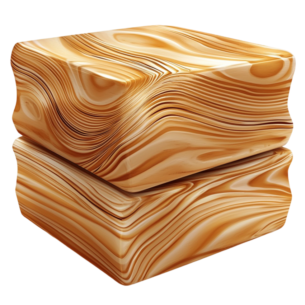 Two wooden blocks with a unique grain pattern and a polished surface png