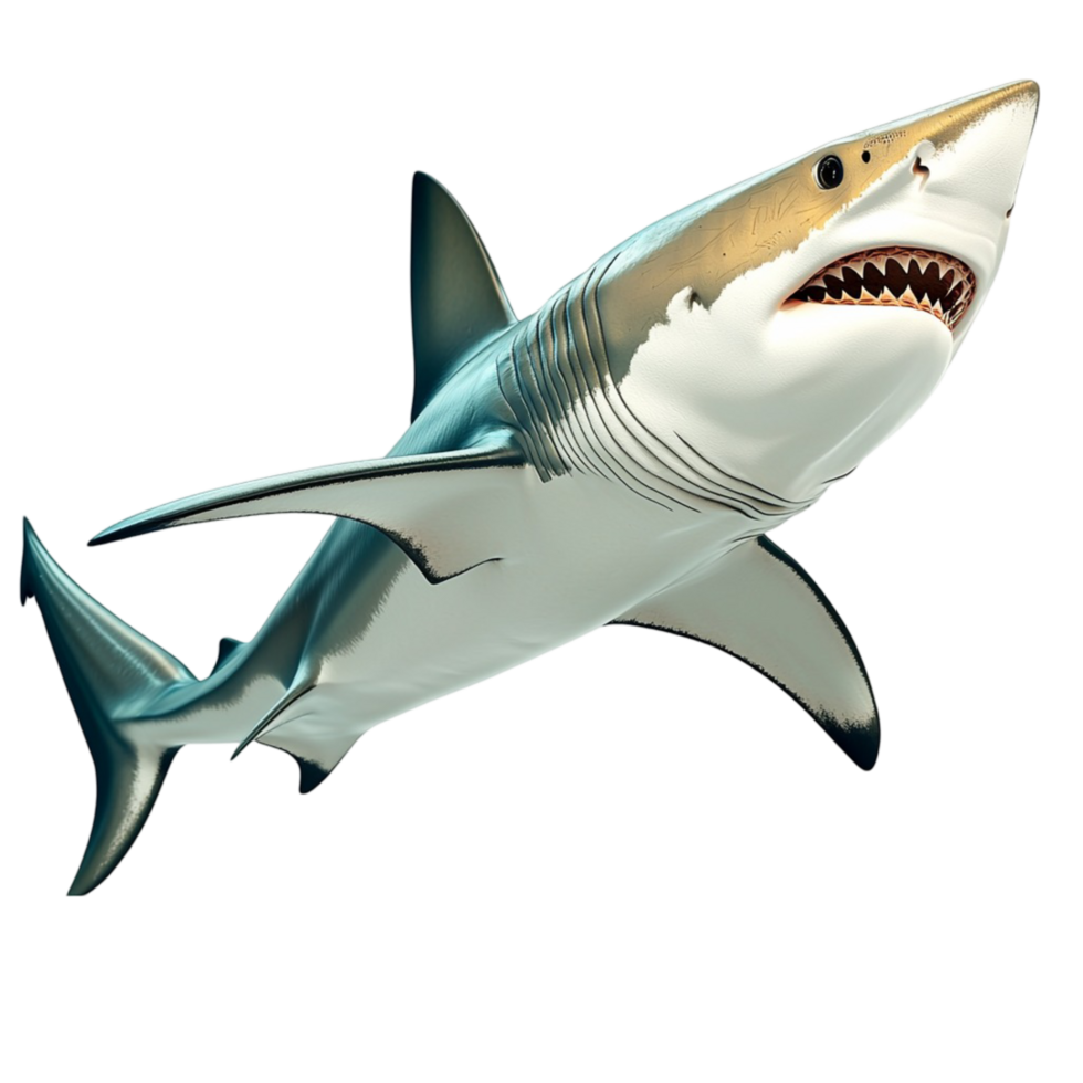 Powerful shark swimming with sharp teeth and a sleek body png
