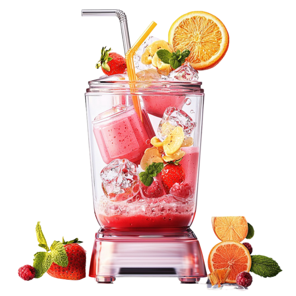 Reing fruit ie with ice cubes and citrus slices png