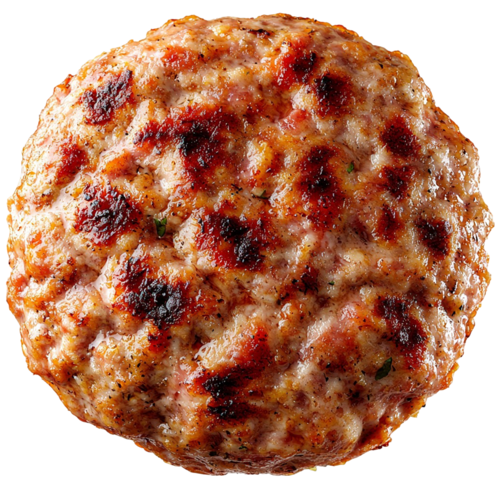 Grilled beef patty with a golden brown outer layer png