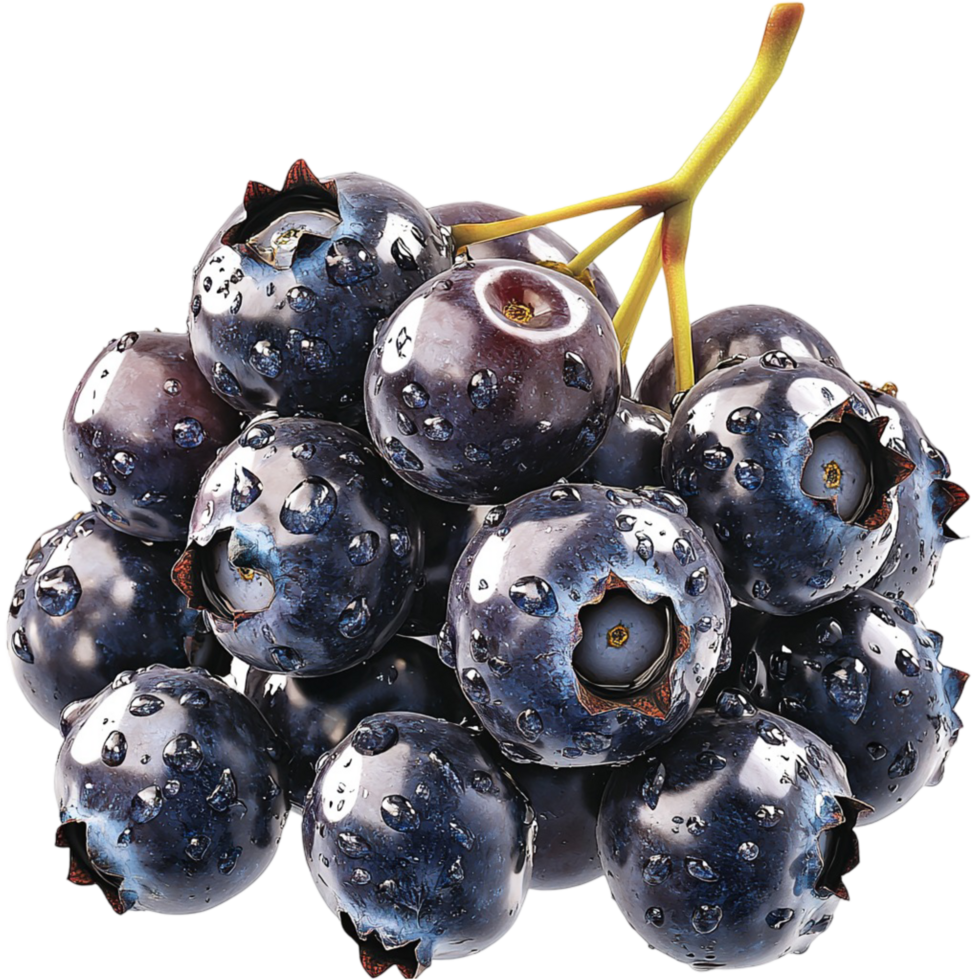 Juicy blueberries covered in tiny droplets of water for ness png