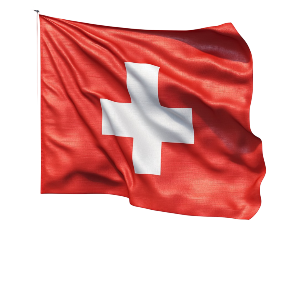 Swiss flag with a white cross on a red waving png
