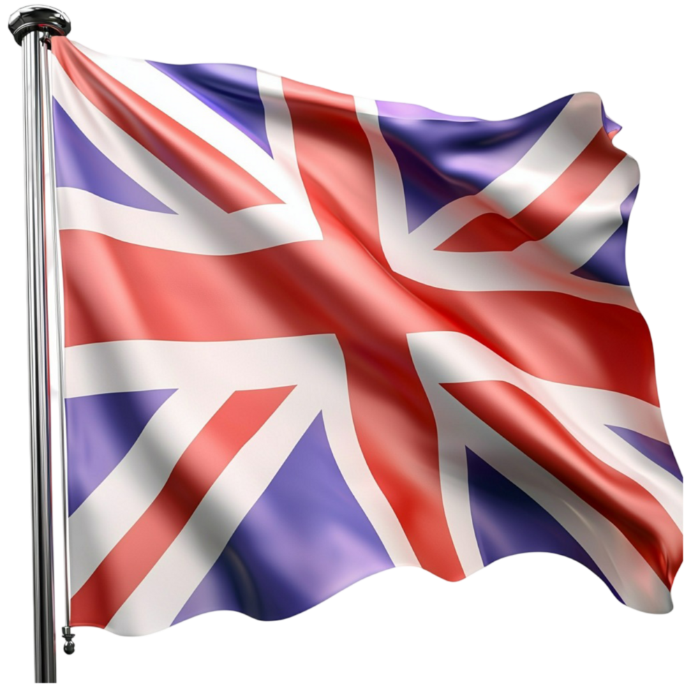 United Kingdom flag waving proudly with red white and blue colors png