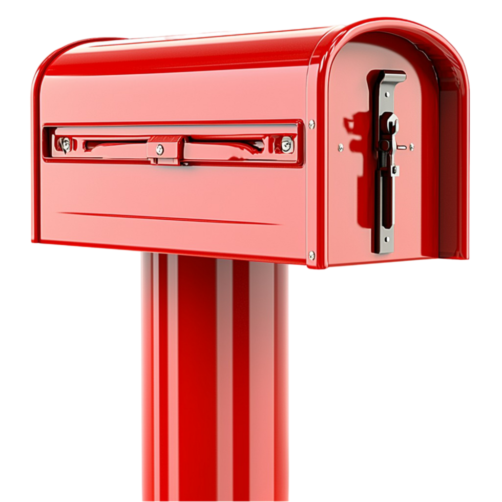 Red mailbox standing tall with a secure lock png