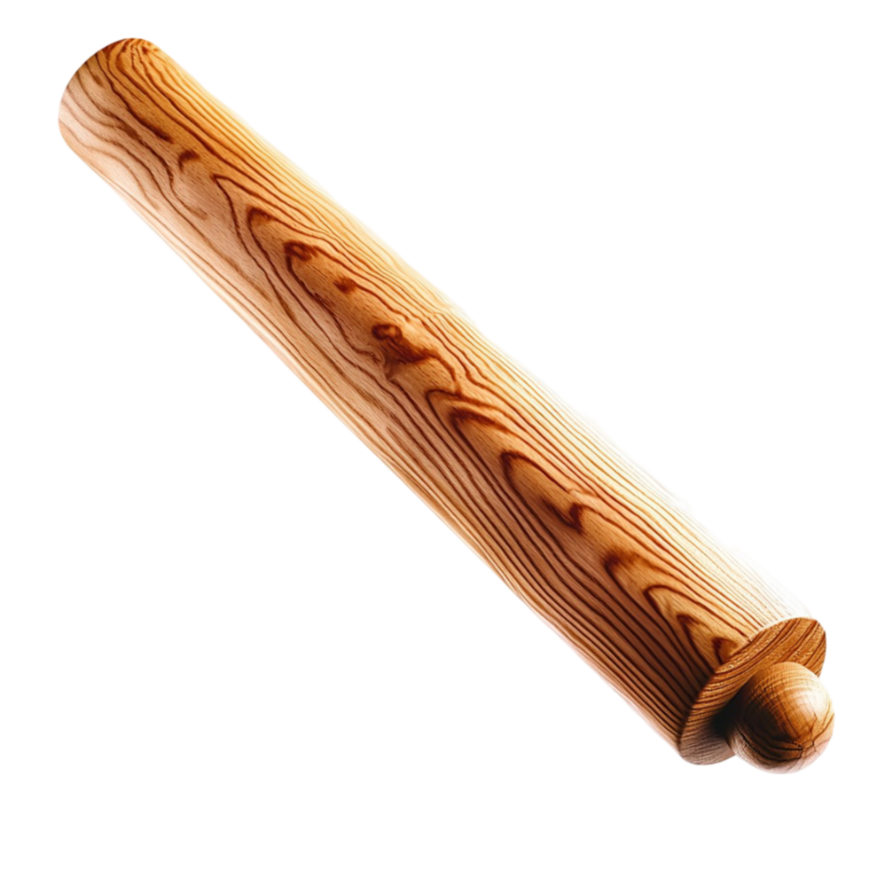 Traditional wooden rolling pin with a texture png