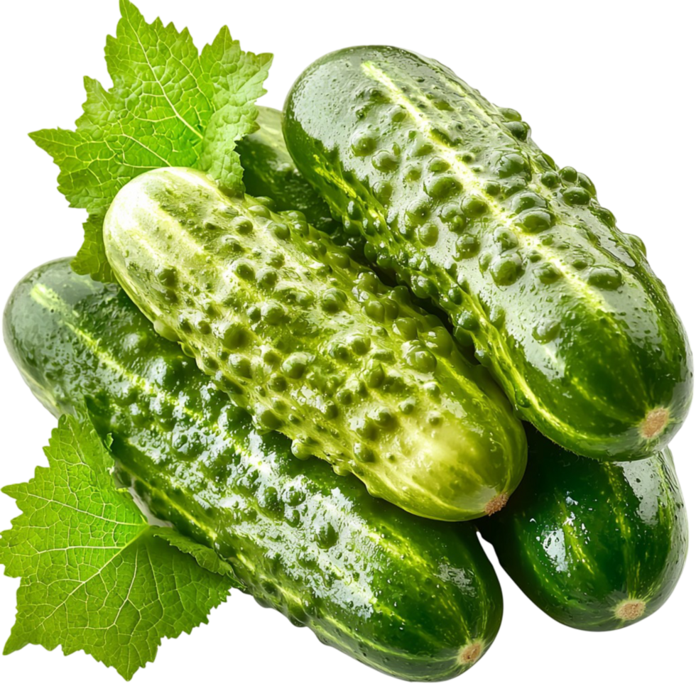 green cucumbers with leaves attached png