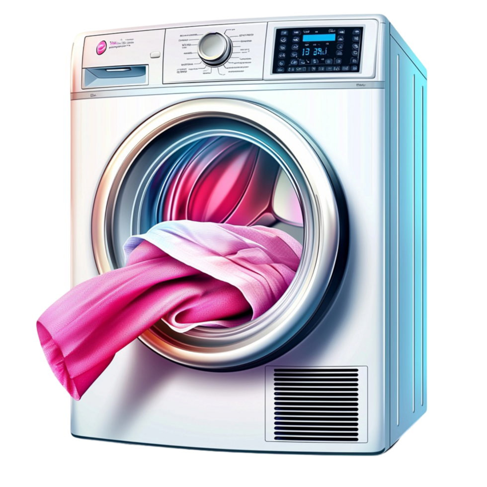 Front load washing machine with colorful clothes png