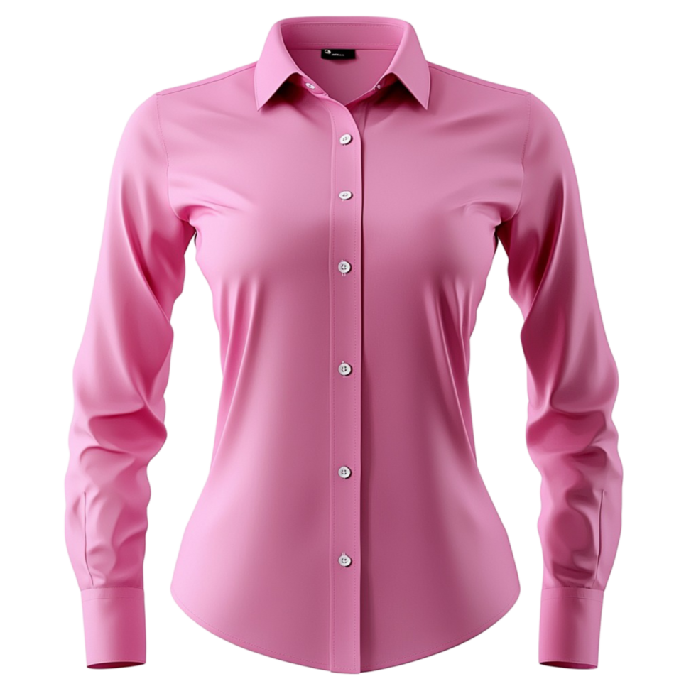 pink buttonup shirt with long sleeves and a collar png