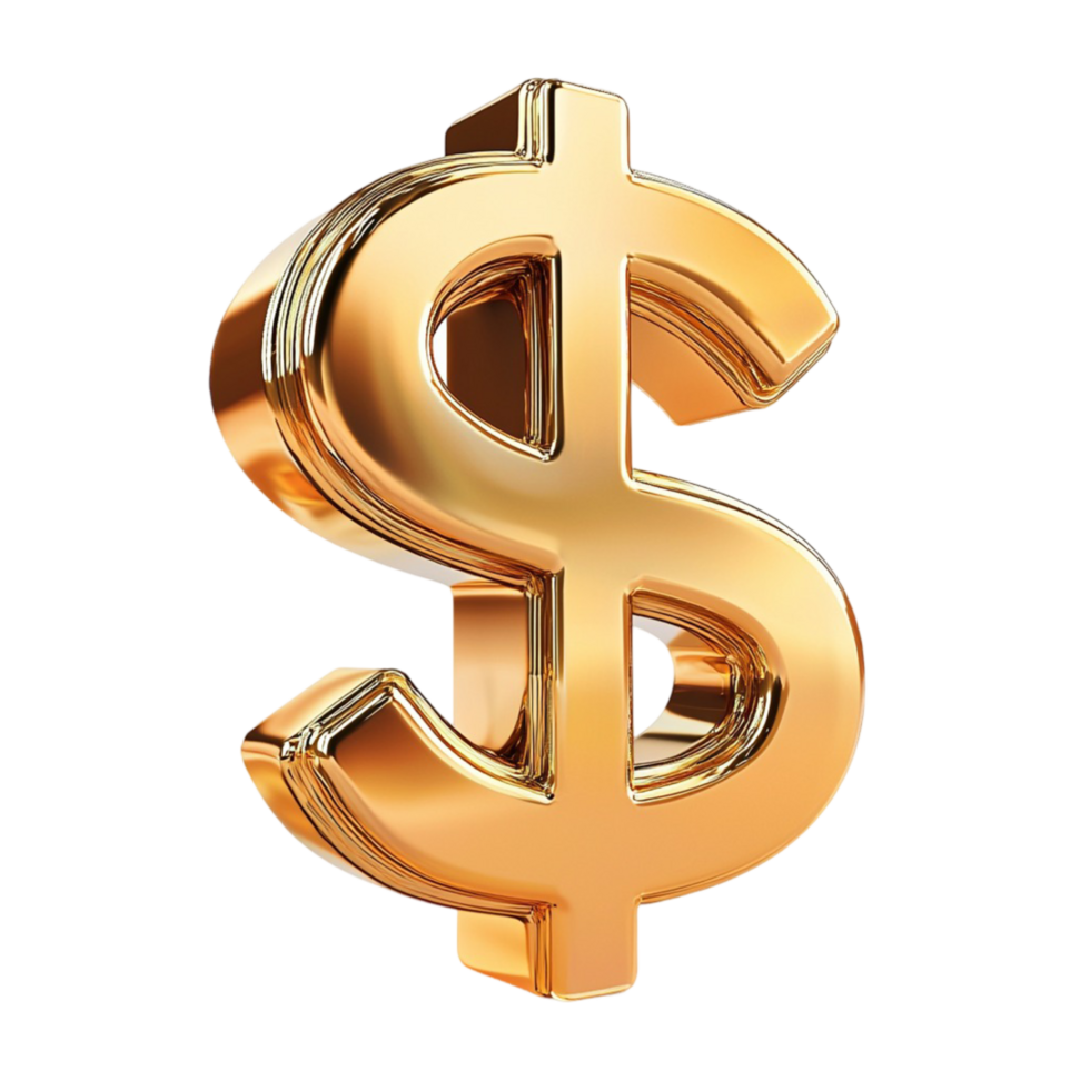 Large golden dollar sign symbolizing wealth and prosperity png