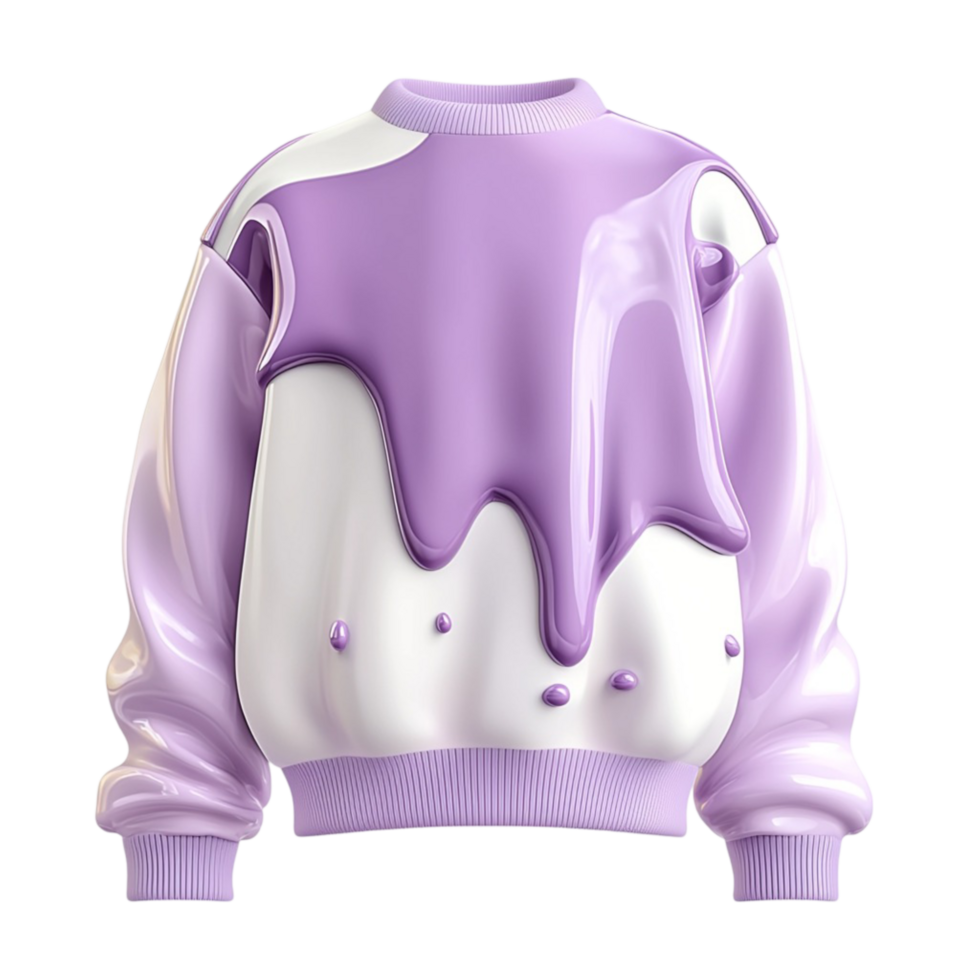 lavender and white sweatshirt a dripping design png