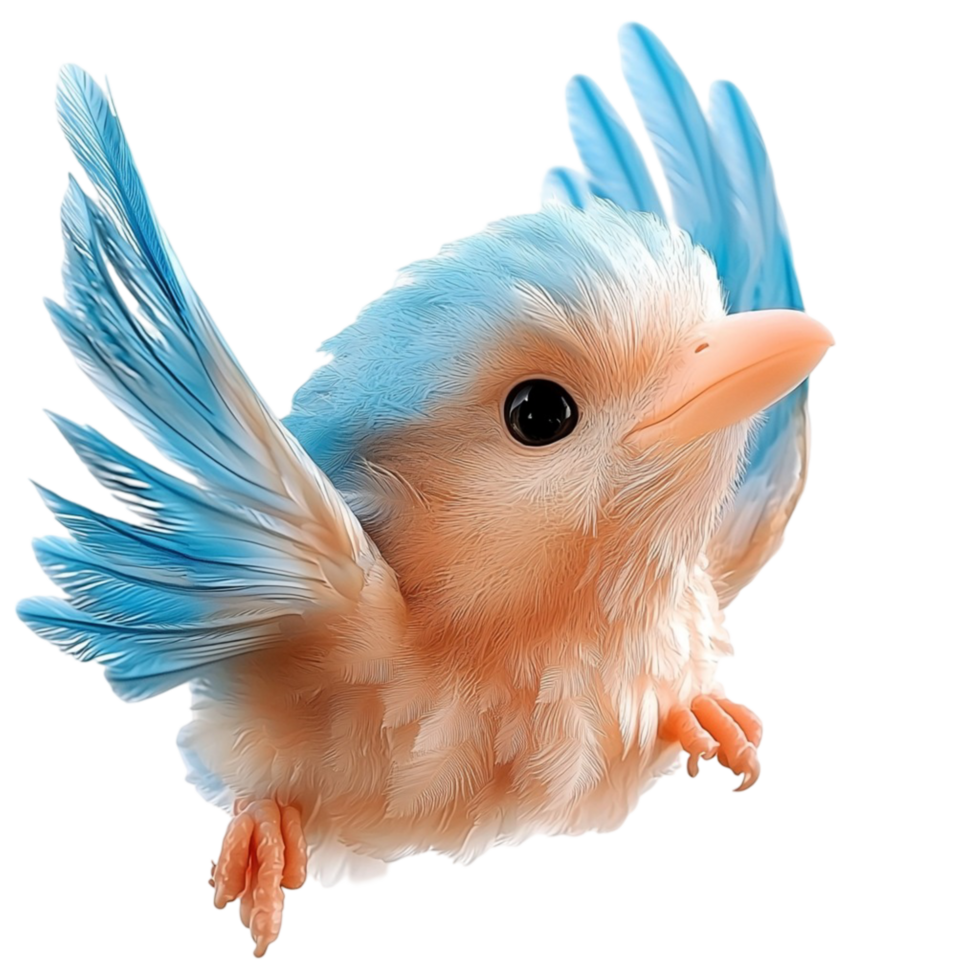 Cute fluffy blue bird an enchanting look png