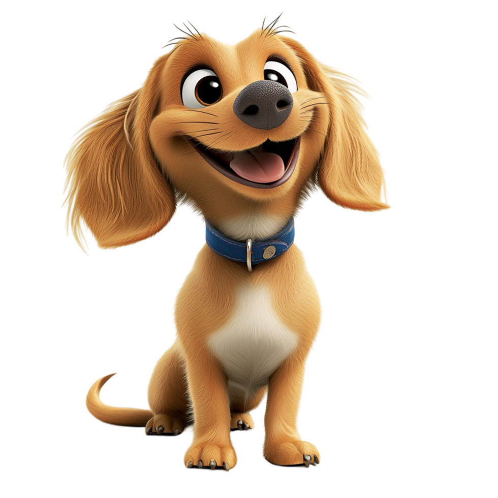 Happy animated puppy floppy ears and a cheerful expression png