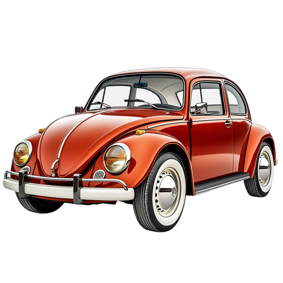 red Volkswagen Beetle a vintage design and shiny finish png