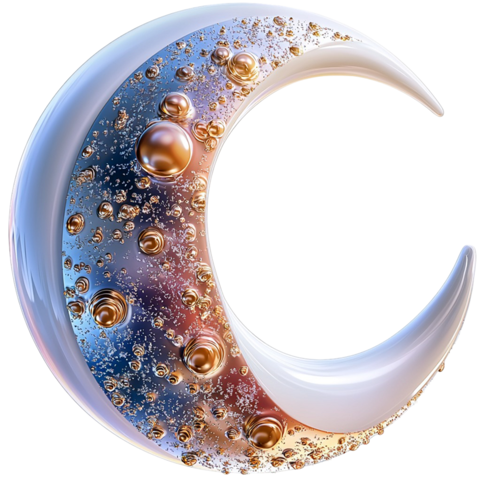 Mystical crescent moon adorned sparkling golden details png