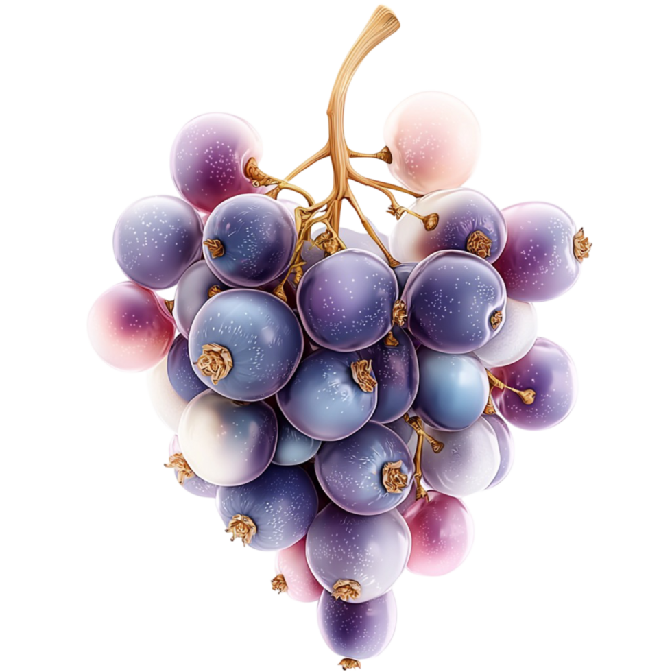 cluster of plump and juicy purple grapes hanging from a vine png