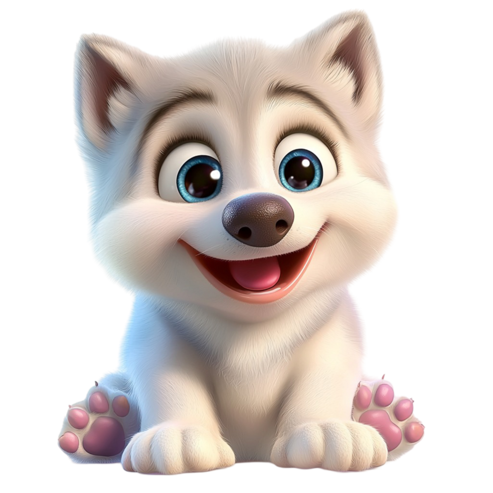 Playful white puppy blue eyes and a joyful expression png