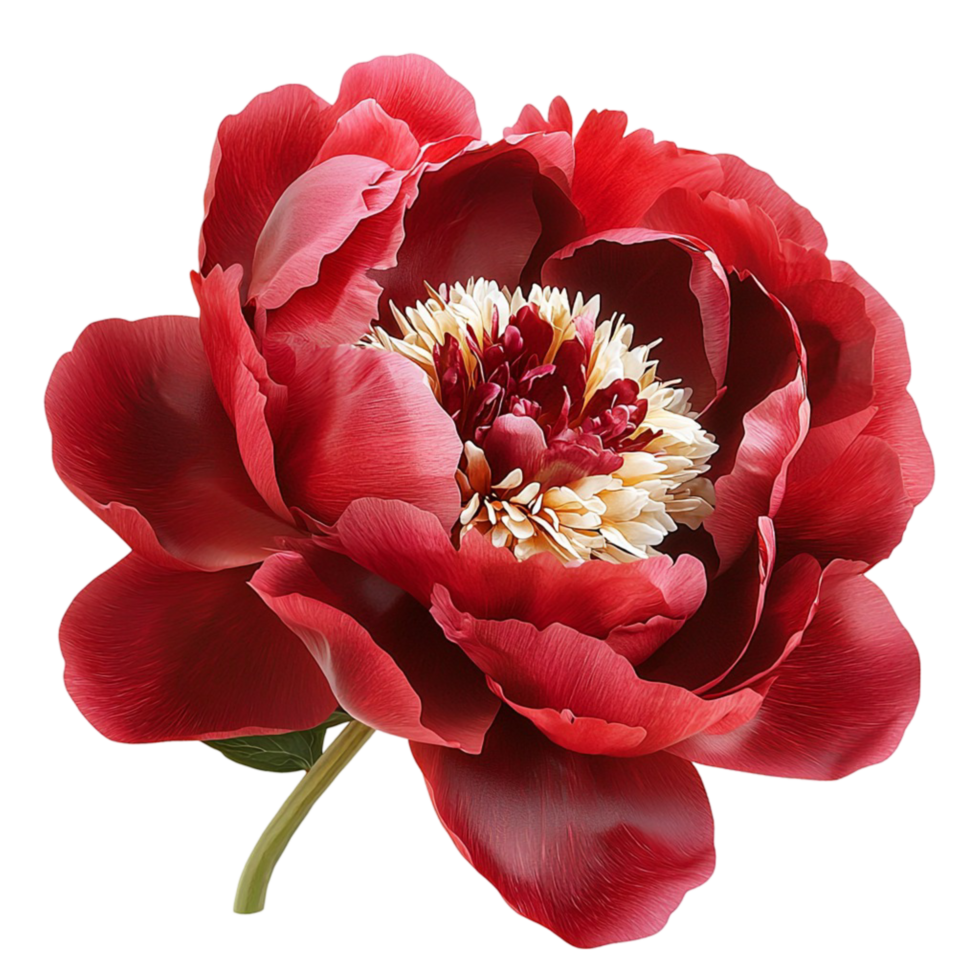 Beautiful deep red peony flower in full bloom delicate petals png