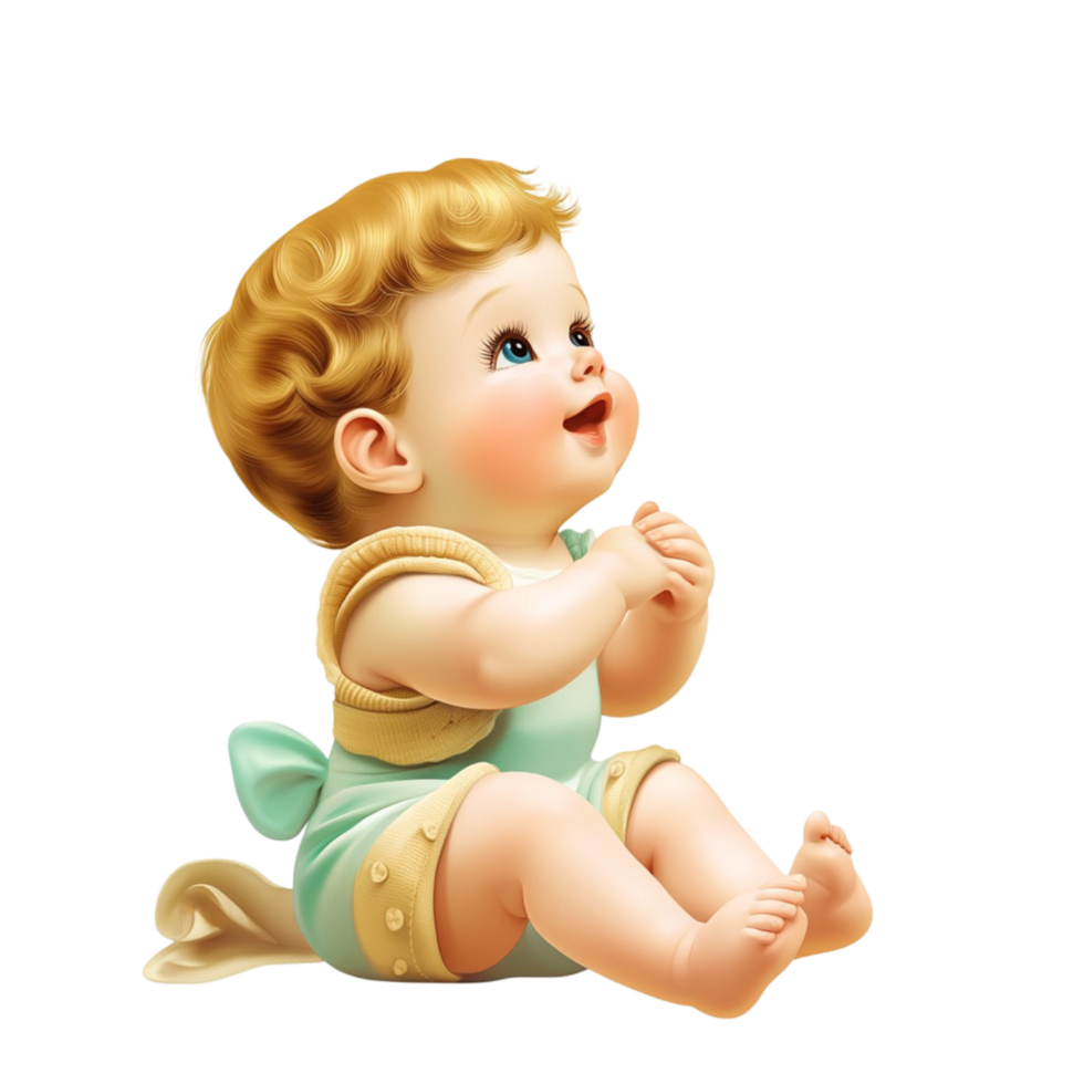 Adorable baby eyes sitting happily a joyful expression png
