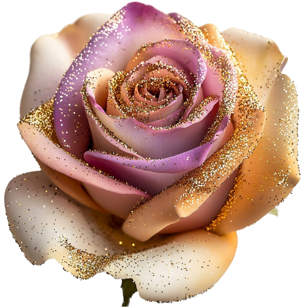 Beautiful gold and purple rose shimmering petals and a delicate texture png