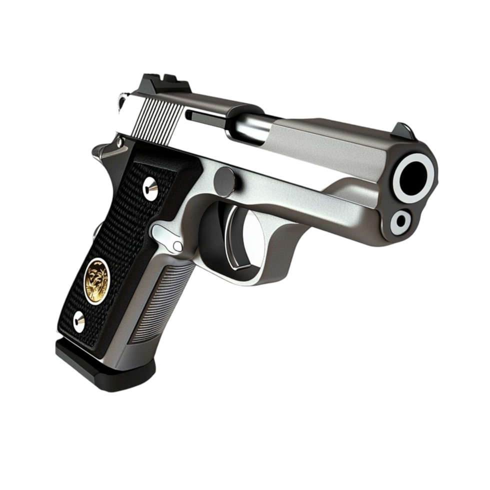 Black and silver handgun a sleek design and compact form png